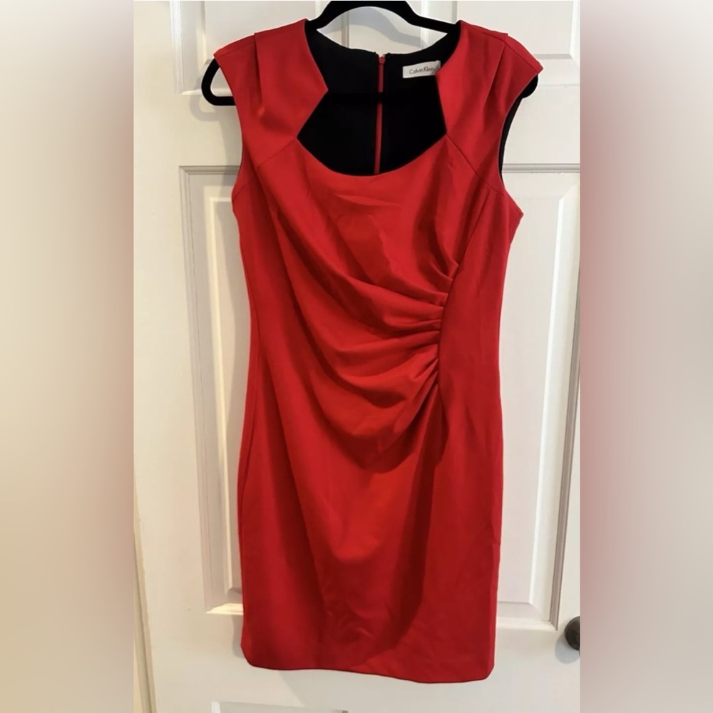 Calvin Klein Size 10 Excellent and Elegant Red Dress